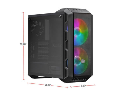 Cooler Master MasterCase H500 ARGB Airflow ATX Mid-Tower with Mesh & Transparent Front Panel Option, 2 x 200mm ARGB Fans, and a Tempered Glass Side Panel, MCM-H500-IGNN-S01