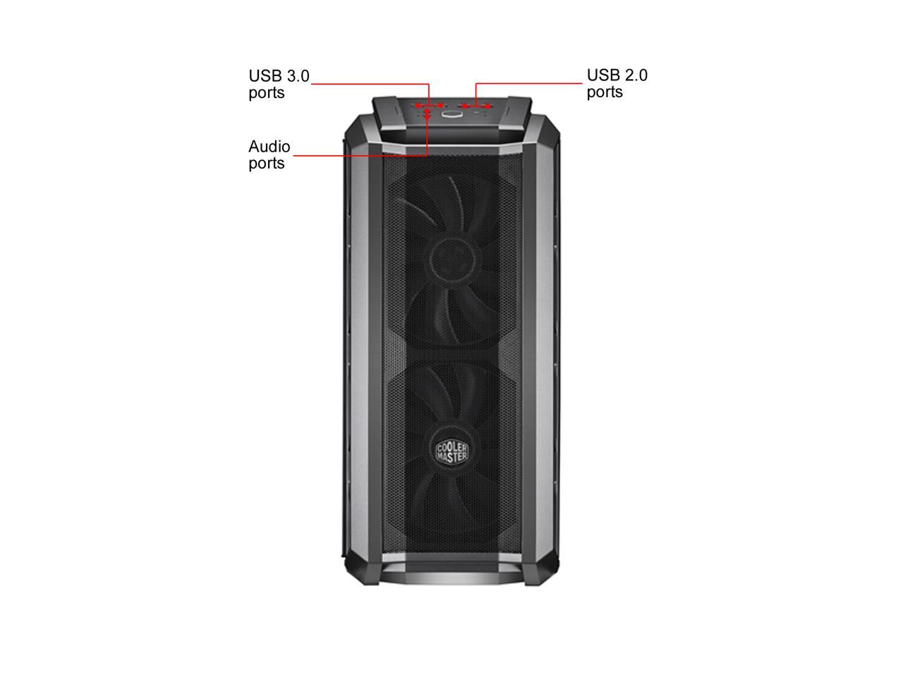 Cooler Master MasterCase H500P Mesh ARGB Airflow ATX Mid-Tower with Dual 200mm ARGB Fans, Gun Metal, Mesh Front Panel, Tempered Glass Side Panel & ARGB Lighting System