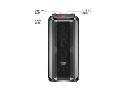 Cooler Master MasterCase H500P Mesh ARGB Airflow ATX Mid-Tower with Dual 200mm ARGB Fans, Gun Metal, Mesh Front Panel, Tempered Glass Side Panel & ARGB Lighting System
