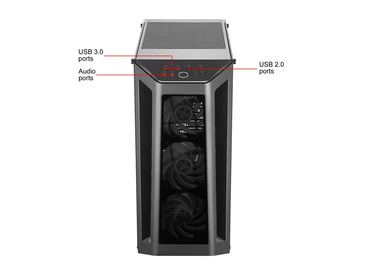 Cooler Master MasterBox MB530P ATX Mid-Tower w/ 3 x Tempered Glass Panel, Front Side Mesh Intakes & 3 x 120mm Addressable RGB Fans w/ARGB Controller