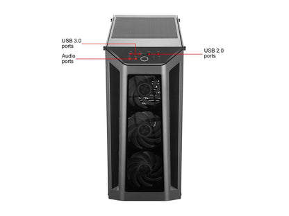Cooler Master MasterBox MB530P ATX Mid-Tower w/ 3 x Tempered Glass Panel, Front Side Mesh Intakes & 3 x 120mm Addressable RGB Fans w/ARGB Controller