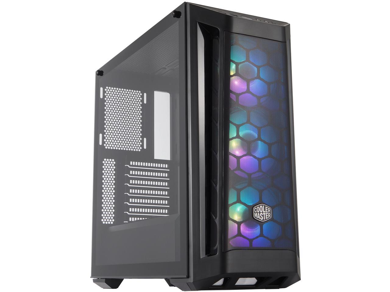 Cooler Master MasterBox MB511 ARGB ATX Mid-Tower with ARGB Lighting System, Three 120mm ARGB Fans, Fine Mesh Front Panel, Mesh Side Intakes, and Tempered Glass. MCB-B511D-KGNN-RGA