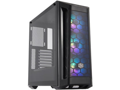 Cooler Master MasterBox MB511 ARGB ATX Mid-Tower with ARGB Lighting System, Three 120mm ARGB Fans, Fine Mesh Front Panel, Mesh Side Intakes, and Tempered Glass. MCB-B511D-KGNN-RGA