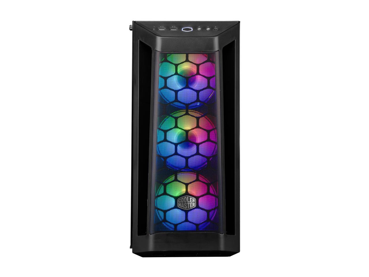 Cooler Master MasterBox MB511 ARGB ATX Mid-Tower with ARGB Lighting System, Three 120mm ARGB Fans, Fine Mesh Front Panel, Mesh Side Intakes, and Tempered Glass. MCB-B511D-KGNN-RGA