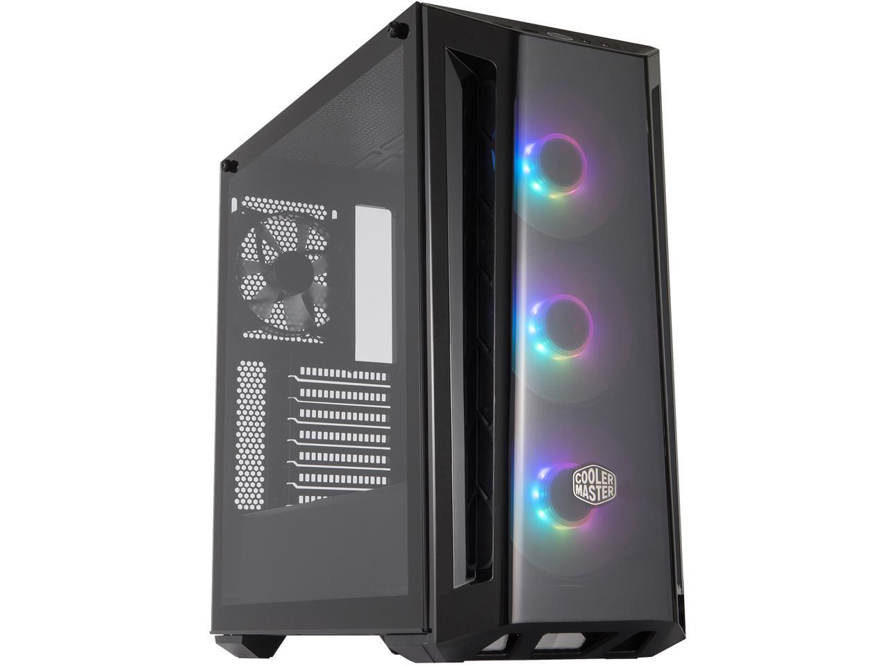 Cooler Master MasterBox MB520 ARGB ATX Mid-Tower with ARGB Lighting System, 3x 120mm ARGB Fans, Tempered Glass, Front DarkMirror Panel with Mesh Side Intakes, MCB-B520-KGNN-RGA