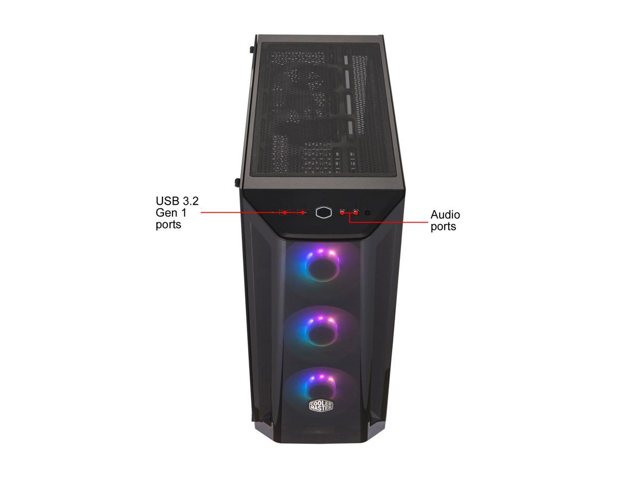 Cooler Master MasterBox MB520 ARGB ATX Mid-Tower with ARGB Lighting System, 3x 120mm ARGB Fans, Tempered Glass, Front DarkMirror Panel with Mesh Side Intakes, MCB-B520-KGNN-RGA