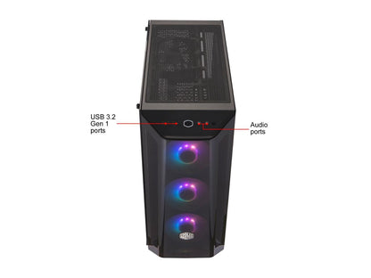 Cooler Master MasterBox MB520 ARGB ATX Mid-Tower with ARGB Lighting System, 3x 120mm ARGB Fans, Tempered Glass, Front DarkMirror Panel with Mesh Side Intakes, MCB-B520-KGNN-RGA