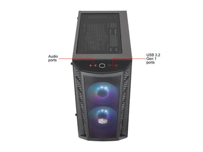 Cooler Master MasterBox MB311L ARGB Airflow Micro-ATX Mini Tower with Dual ARGB Fans, Fine Mesh Front Panel, Mesh Intake Vents, Tempered Glass Side Panel, ARGB Controller & ARGB Lighting System, MCB-B311L-KGNN-S02