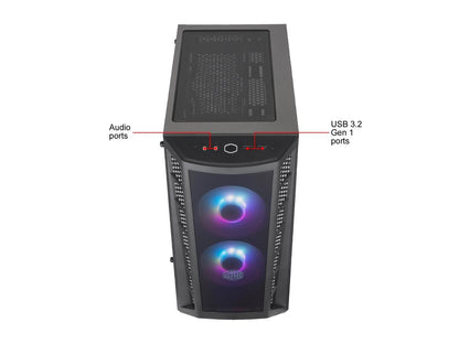 Cooler Master MasterBox MB320L ARGB Micro-ATX Mini Tower with Dual ARGB Fans, DarkMirror Front Panel, Mesh Intake Vents, Tempered Glass Side Panel, ARGB Controller & ARGB Lighting System