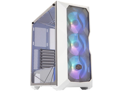 Cooler Master MasterBox TD500 Mesh White Airflow ATX Mid-Tower w/ E-ATX support, Polygonal Mesh Front Panel, Crystalline Tempered Glass & 3 ARGB Fans w/ Controller MCB-D500D-WGNN-S01