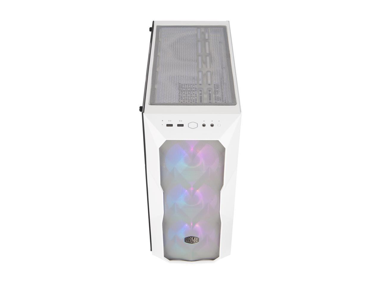 Cooler Master MasterBox TD500 Mesh White Airflow ATX Mid-Tower w/ E-ATX support, Polygonal Mesh Front Panel, Crystalline Tempered Glass & 3 ARGB Fans w/ Controller MCB-D500D-WGNN-S01