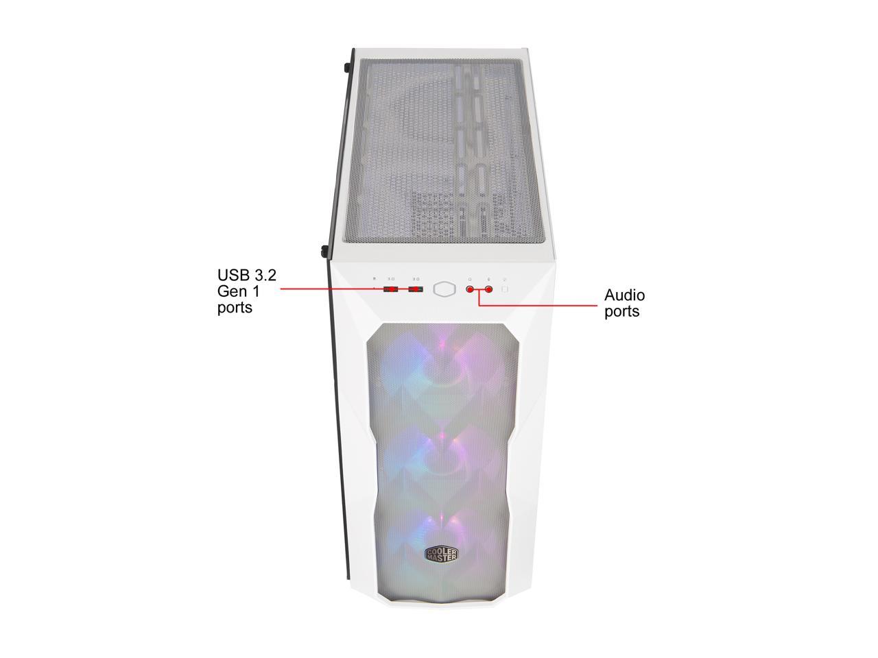Cooler Master MasterBox TD500 Mesh White Airflow ATX Mid-Tower w/ E-ATX support, Polygonal Mesh Front Panel, Crystalline Tempered Glass & 3 ARGB Fans w/ Controller MCB-D500D-WGNN-S01