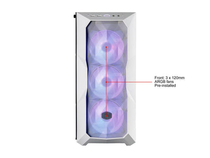 Cooler Master MasterBox TD500 Mesh White Airflow ATX Mid-Tower w/ E-ATX support, Polygonal Mesh Front Panel, Crystalline Tempered Glass & 3 ARGB Fans w/ Controller MCB-D500D-WGNN-S01