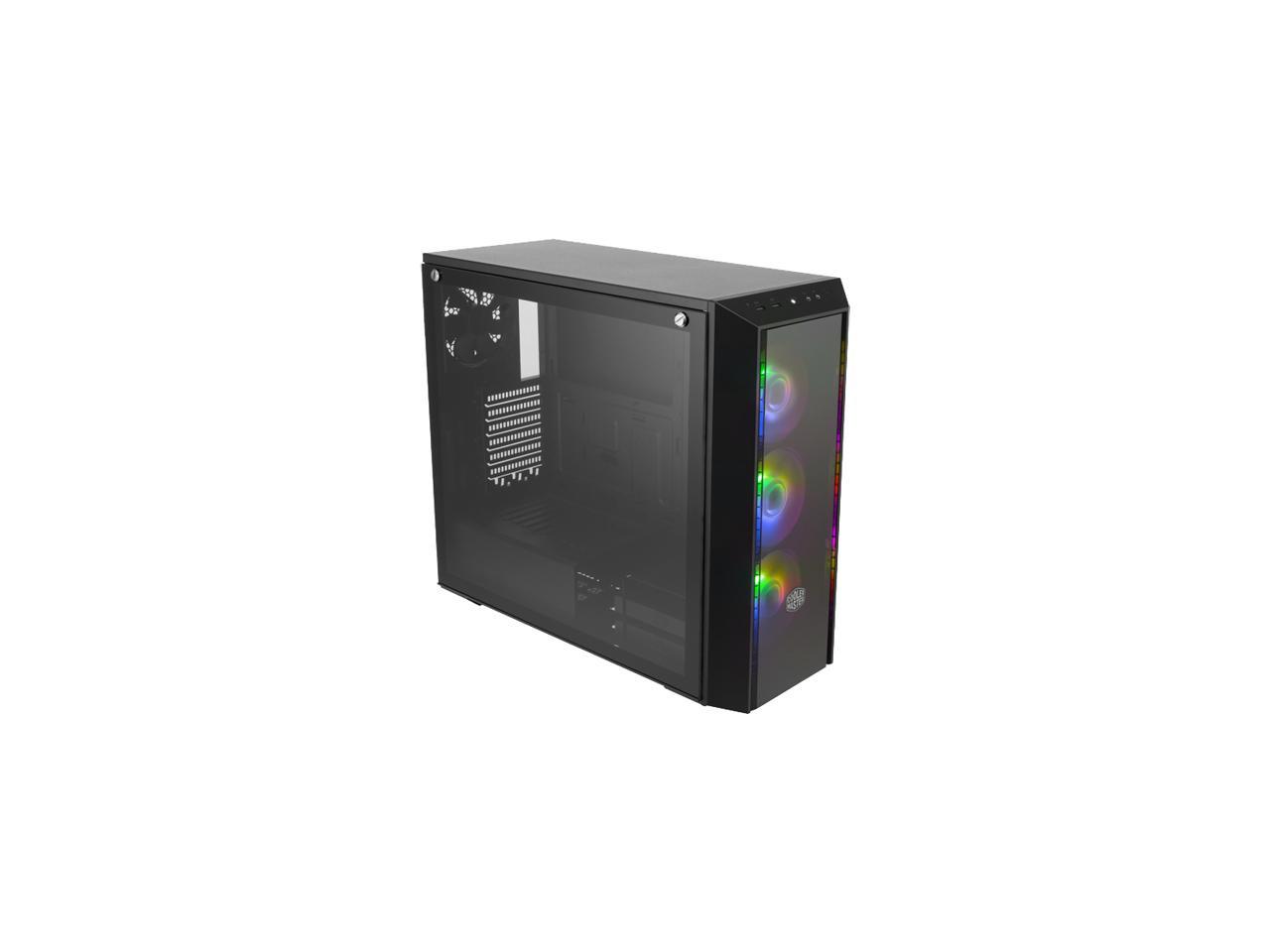 Cooler Master MasterBox Pro 5 ARGB ATX Mid-Tower with Adaptable Layout E-ATX up to 10.5", DarkMirror Front Panel, Tempered Glass, Three 120mm ARGB Lighting Fans - Black