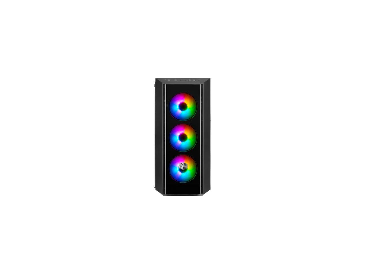 Cooler Master MasterBox Pro 5 ARGB ATX Mid-Tower with Adaptable Layout E-ATX up to 10.5", DarkMirror Front Panel, Tempered Glass, Three 120mm ARGB Lighting Fans - Black