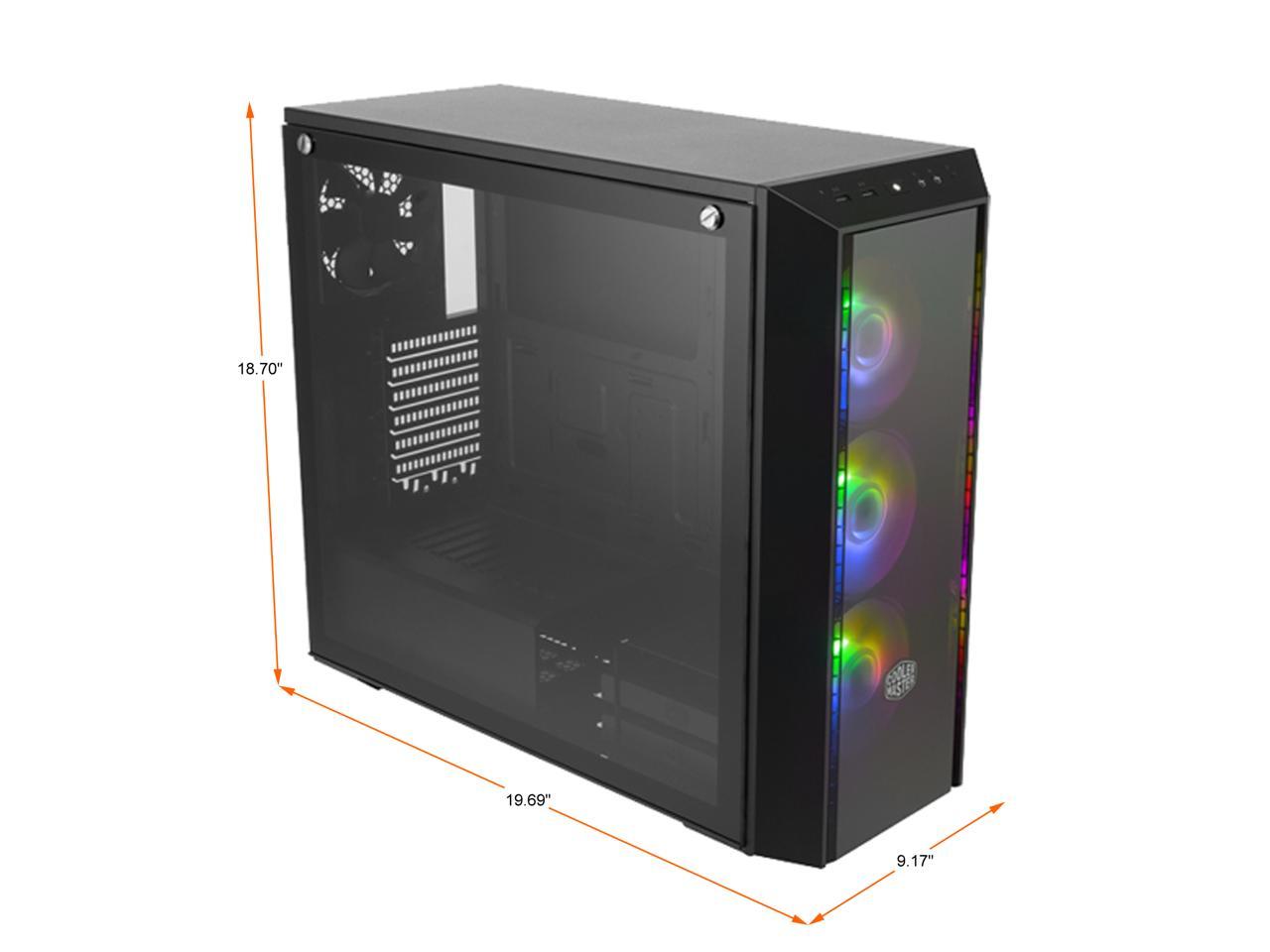 Cooler Master MasterBox Pro 5 ARGB ATX Mid-Tower with Adaptable Layout E-ATX up to 10.5", DarkMirror Front Panel, Tempered Glass, Three 120mm ARGB Lighting Fans - Black