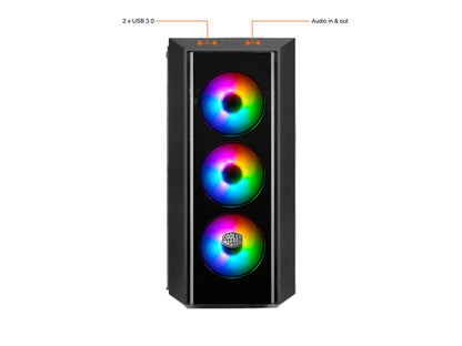 Cooler Master MasterBox Pro 5 ARGB ATX Mid-Tower with Adaptable Layout E-ATX up to 10.5", DarkMirror Front Panel, Tempered Glass, Three 120mm ARGB Lighting Fans - Black