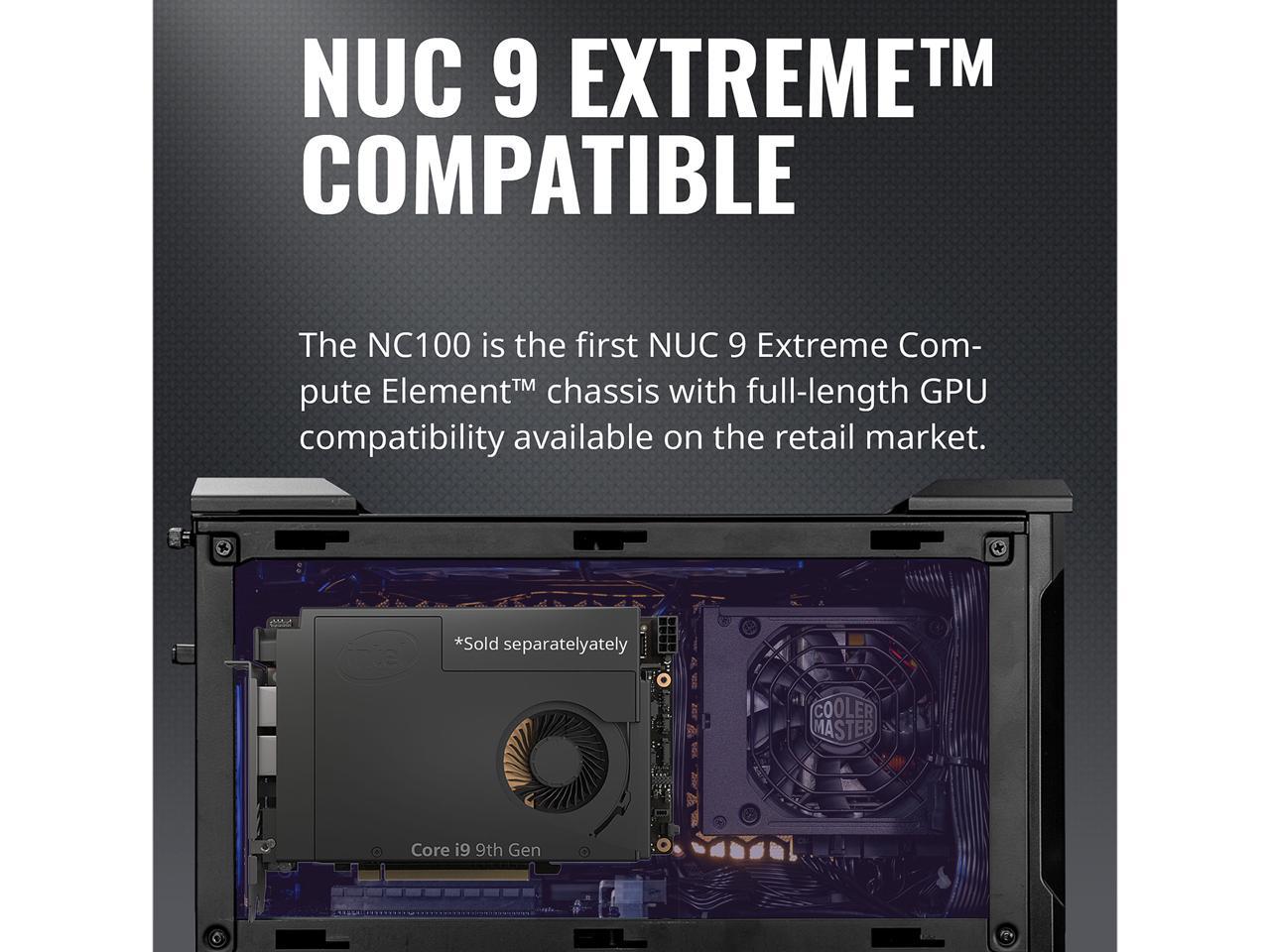 Cooler Master MasterCase NC100 SFF Small Form Factor 7.9 Liter Case with V650 Gold SFX PSU, GPUs 2.5 slots up to 320mm for Intel NUC 9 Extreme Element