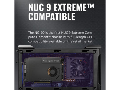 Cooler Master MasterCase NC100 SFF Small Form Factor 7.9 Liter Case with V650 Gold SFX PSU, GPUs 2.5 slots up to 320mm for Intel NUC 9 Extreme Element
