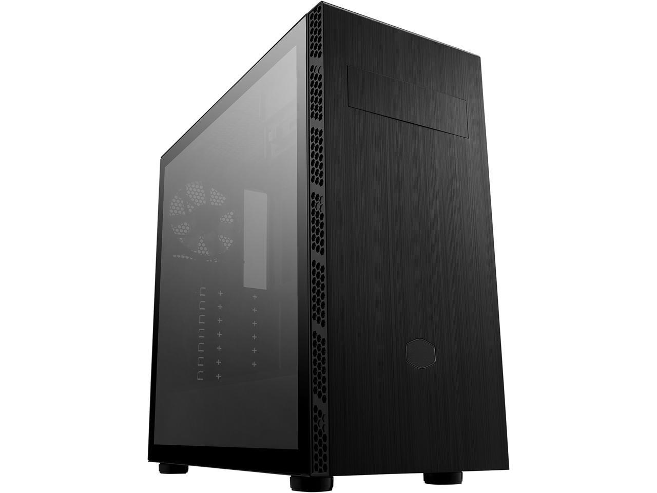 Cooler Master MasterBox MB600L V2 Tempered Glass with ODD Minimalistic ATX Mid-Tower Mesh Intakes, Brushed Front Panel, Hexagon Gleam and Breathable PSU Shroud