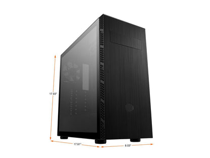 Cooler Master MasterBox MB600L V2 Tempered Glass with ODD Minimalistic ATX Mid-Tower Mesh Intakes, Brushed Front Panel, Hexagon Gleam and Breathable PSU Shroud