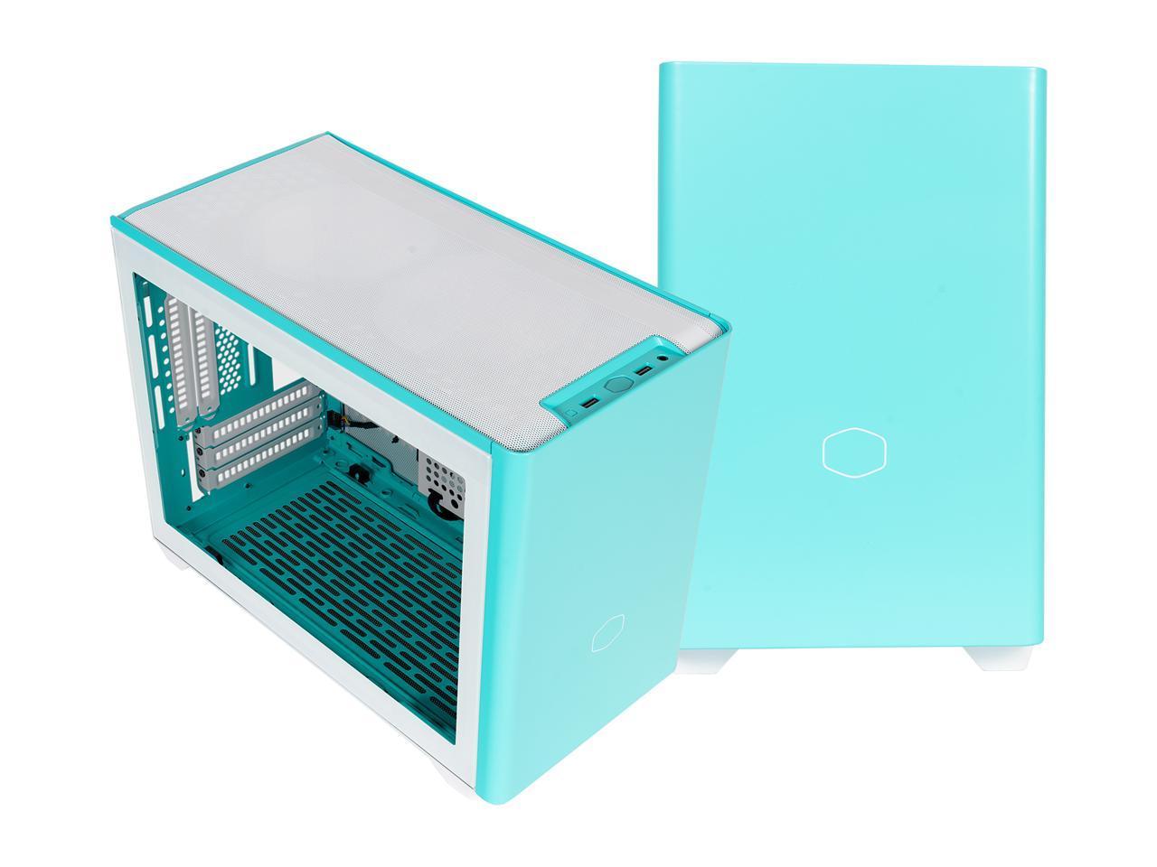 Cooler Master MasterBox NR200P Caribbean Blue SFF Small Form Factor Mini-ITX Case w/ Tempered Glass or Vented Panel Option, PCI Riser Cable, Triple-slot GPU, Tool-Free and 360 Degree Accessibility