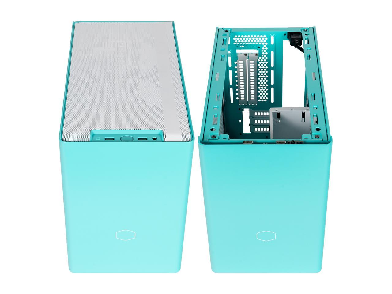 Cooler Master MasterBox NR200P Caribbean Blue SFF Small Form Factor Mini-ITX Case w/ Tempered Glass or Vented Panel Option, PCI Riser Cable, Triple-slot GPU, Tool-Free and 360 Degree Accessibility