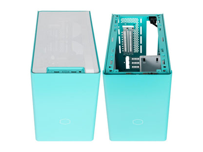 Cooler Master MasterBox NR200P Caribbean Blue SFF Small Form Factor Mini-ITX Case w/ Tempered Glass or Vented Panel Option, PCI Riser Cable, Triple-slot GPU, Tool-Free and 360 Degree Accessibility