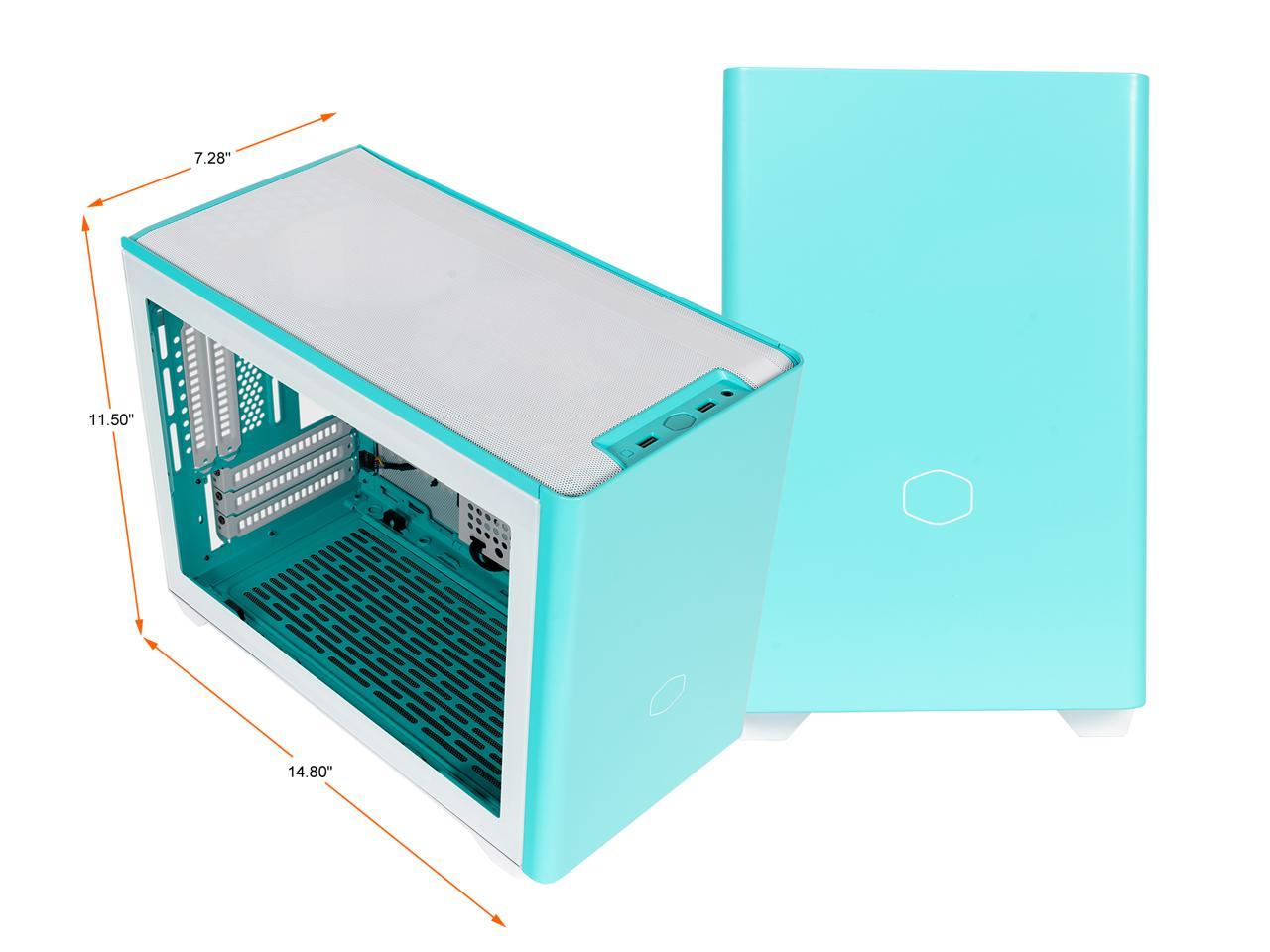 Cooler Master MasterBox NR200P Caribbean Blue SFF Small Form Factor Mini-ITX Case w/ Tempered Glass or Vented Panel Option, PCI Riser Cable, Triple-slot GPU, Tool-Free and 360 Degree Accessibility