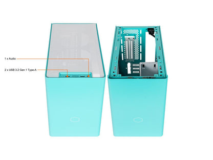 Cooler Master MasterBox NR200P Caribbean Blue SFF Small Form Factor Mini-ITX Case w/ Tempered Glass or Vented Panel Option, PCI Riser Cable, Triple-slot GPU, Tool-Free and 360 Degree Accessibility