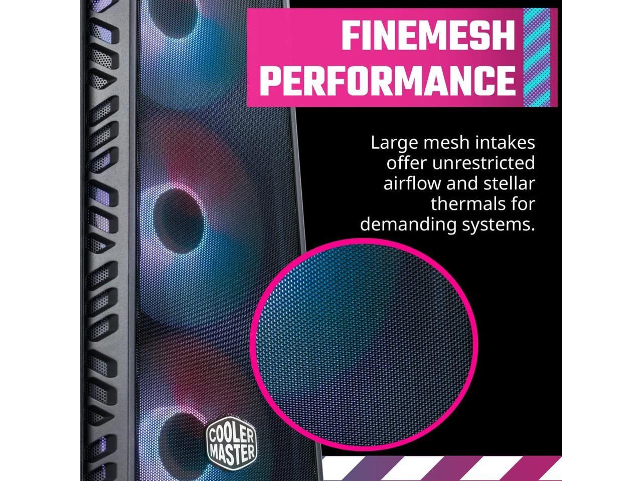 Cooler Master MasterBox 520 Mesh Black Edition Airflow ATX Mid-Tower, Mesh Front Panel, Tempered Glass Panel , E-ATX*(*up to 12â€?x 10.7â€?, USB 3.2 Gen2 Type-C