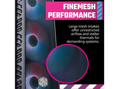 Cooler Master MasterBox 520 Mesh Black Edition Airflow ATX Mid-Tower, Mesh Front Panel, Tempered Glass Panel , E-ATX*(*up to 12â€?x 10.7â€?, USB 3.2 Gen2 Type-C