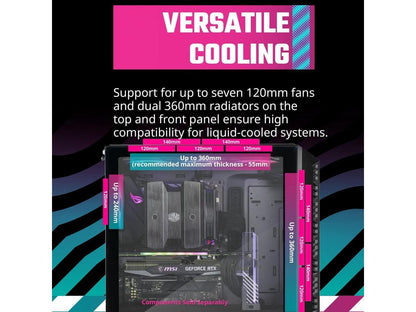 Cooler Master MasterBox 520 Mesh Black Edition Airflow ATX Mid-Tower, Mesh Front Panel, Tempered Glass Panel , E-ATX*(*up to 12â€?x 10.7â€?, USB 3.2 Gen2 Type-C