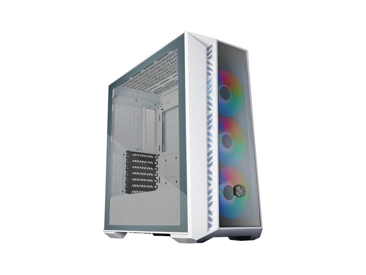 Cooler Master MasterBox 520 Mesh White Edition Airflow ATX Mid-Tower, Mesh Front Panel, Tempered Glass Panel , E-ATX*(*up to 12â€?x 10.7â€?, USB 3.2 Gen2 Type-C