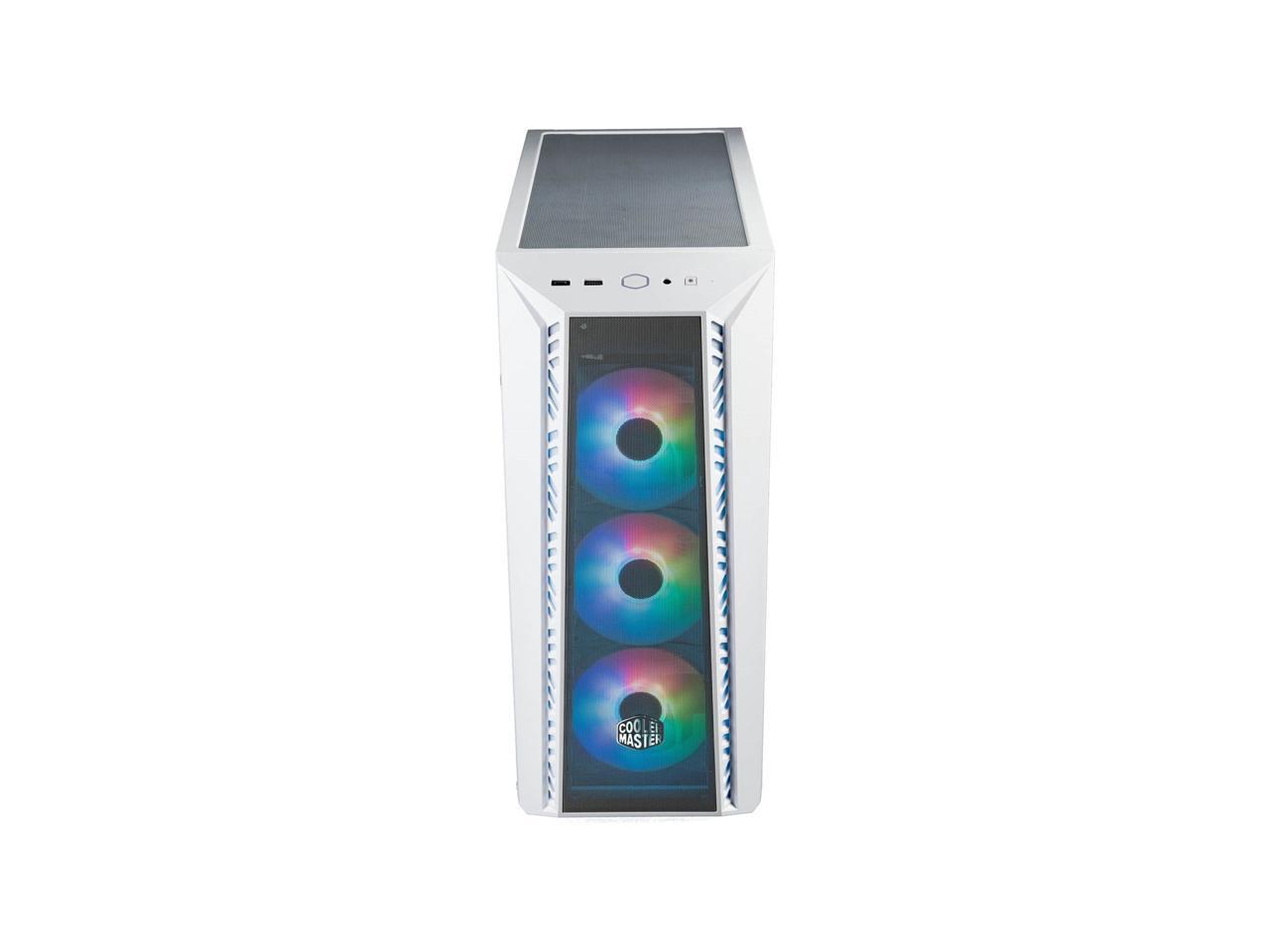 Cooler Master MasterBox 520 Mesh White Edition Airflow ATX Mid-Tower, Mesh Front Panel, Tempered Glass Panel , E-ATX*(*up to 12â€?x 10.7â€?, USB 3.2 Gen2 Type-C