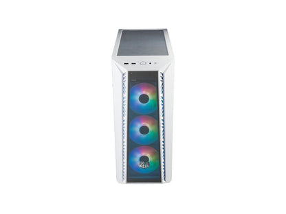 Cooler Master MasterBox 520 Mesh White Edition Airflow ATX Mid-Tower, Mesh Front Panel, Tempered Glass Panel , E-ATX*(*up to 12â€?x 10.7â€?, USB 3.2 Gen2 Type-C