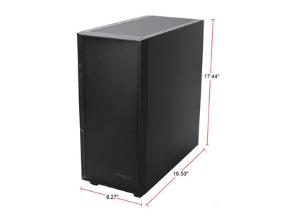 Antec Performance Series P8 Black Steel /4mm Tempered Glass Side Panel, ATX Mid Tower Computer Case, 3 White LED Fans Pre-installed, USB3.0