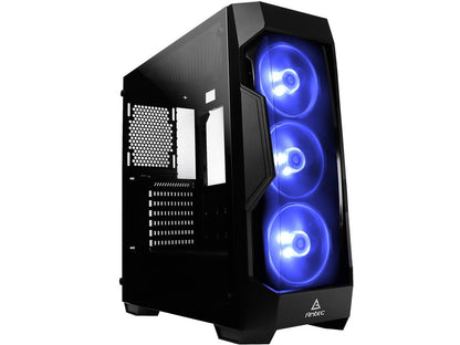 Antec Dark Fleet Series DF500 RGB, RGB Lighting, Black Steel / Plastic / 4mm Tempered Glass ATX Mid Tower Computer Case, 3x120mm RGB Fans Included, Integrated RGB Hub, USB 3.0