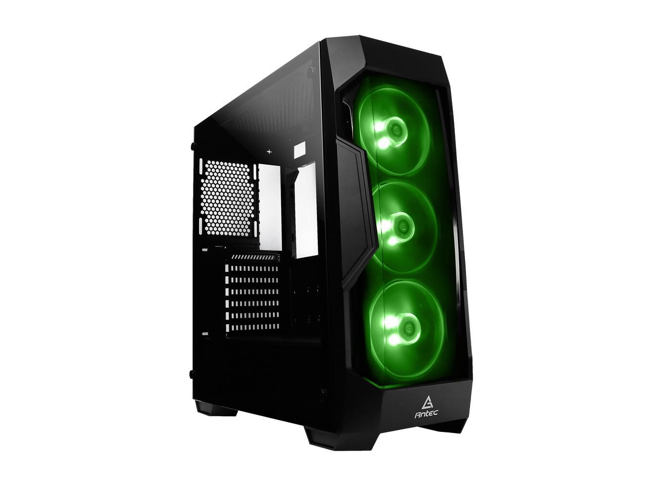 Antec Dark Fleet Series DF500 RGB, RGB Lighting, Black Steel / Plastic / 4mm Tempered Glass ATX Mid Tower Computer Case, 3x120mm RGB Fans Included, Integrated RGB Hub, USB 3.0