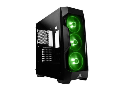 Antec Dark Fleet Series DF500 RGB, RGB Lighting, Black Steel / Plastic / 4mm Tempered Glass ATX Mid Tower Computer Case, 3x120mm RGB Fans Included, Integrated RGB Hub, USB 3.0