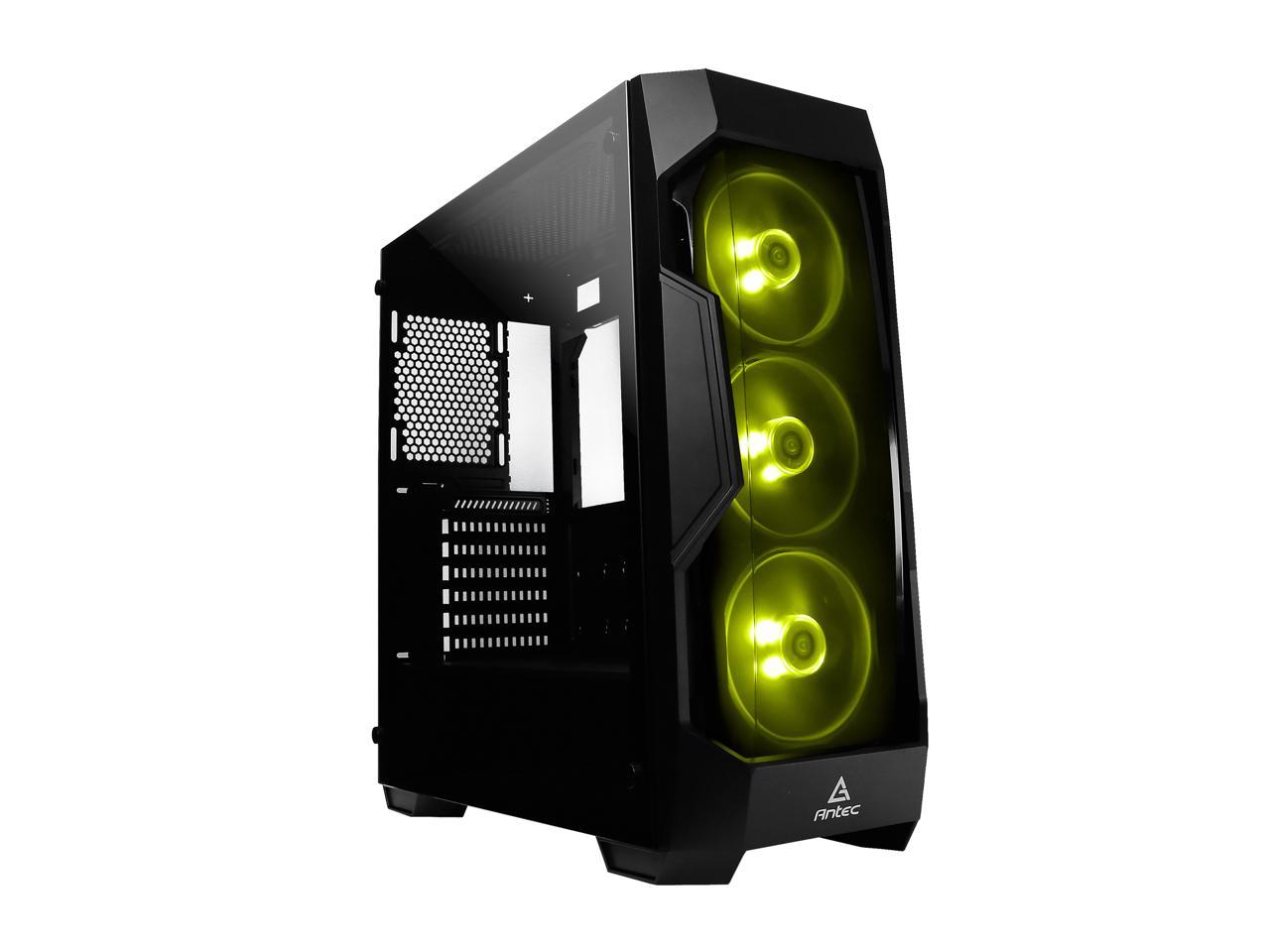 Antec Dark Fleet Series DF500 RGB, RGB Lighting, Black Steel / Plastic / 4mm Tempered Glass ATX Mid Tower Computer Case, 3x120mm RGB Fans Included, Integrated RGB Hub, USB 3.0