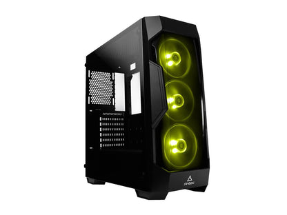 Antec Dark Fleet Series DF500 RGB, RGB Lighting, Black Steel / Plastic / 4mm Tempered Glass ATX Mid Tower Computer Case, 3x120mm RGB Fans Included, Integrated RGB Hub, USB 3.0