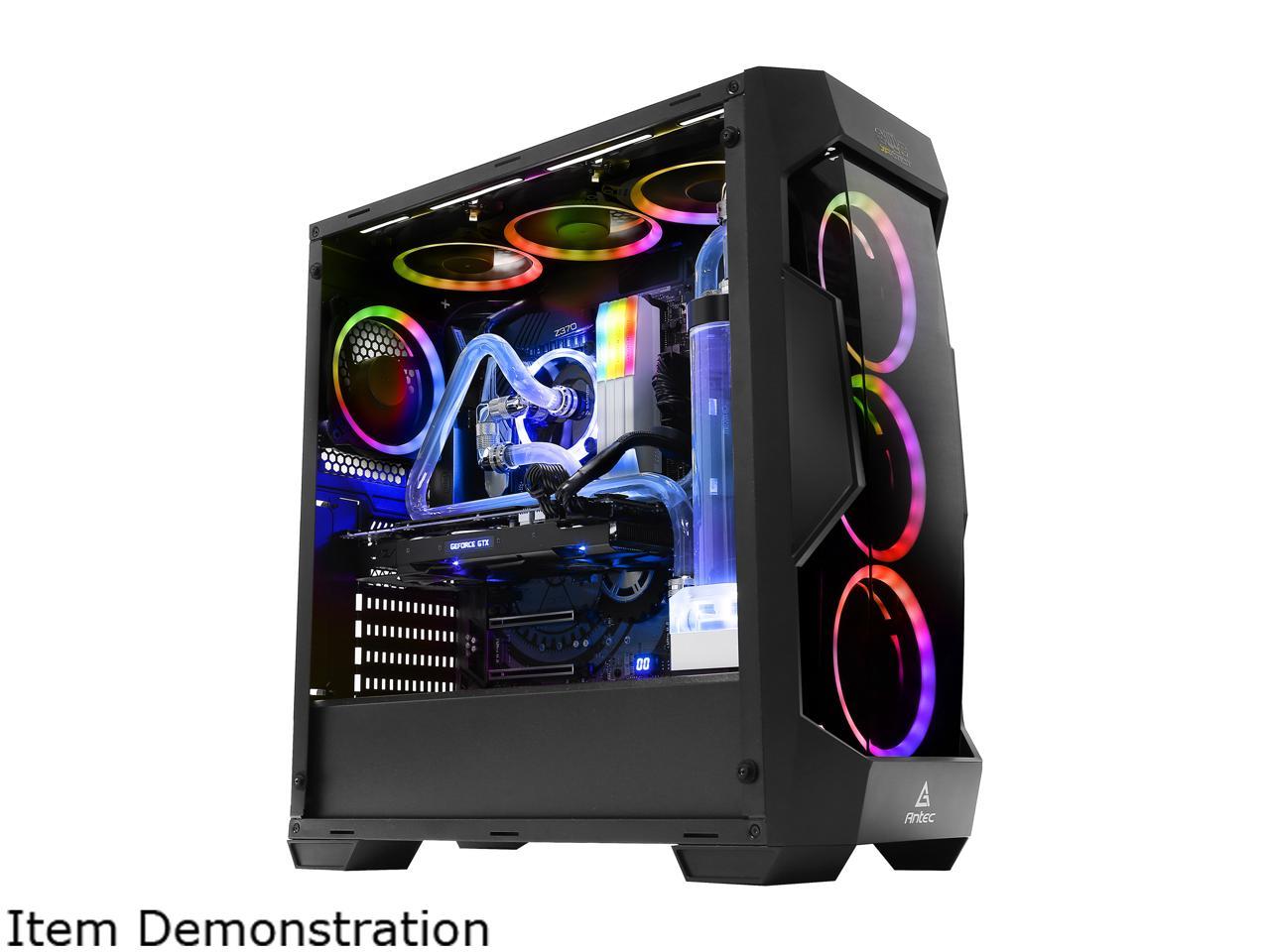 Antec Dark Fleet Series DF500 Black SGCC / Plastic ATX Mid Tower Computer Case, Install up to 6 Storage Drives, 1 x 120mm Fan Pre-Installed in the Rear, USB3.0