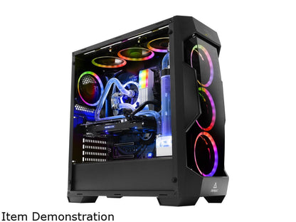 Antec Dark Fleet Series DF500 Black SGCC / Plastic ATX Mid Tower Computer Case, Install up to 6 Storage Drives, 1 x 120mm Fan Pre-Installed in the Rear, USB3.0
