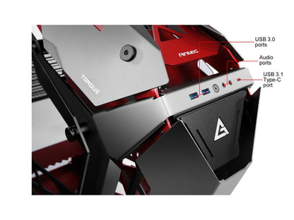Antec TORQUE Black / Red Aluminum ATX Mid Tower Computer Case - Winner of iF Design Award 2019