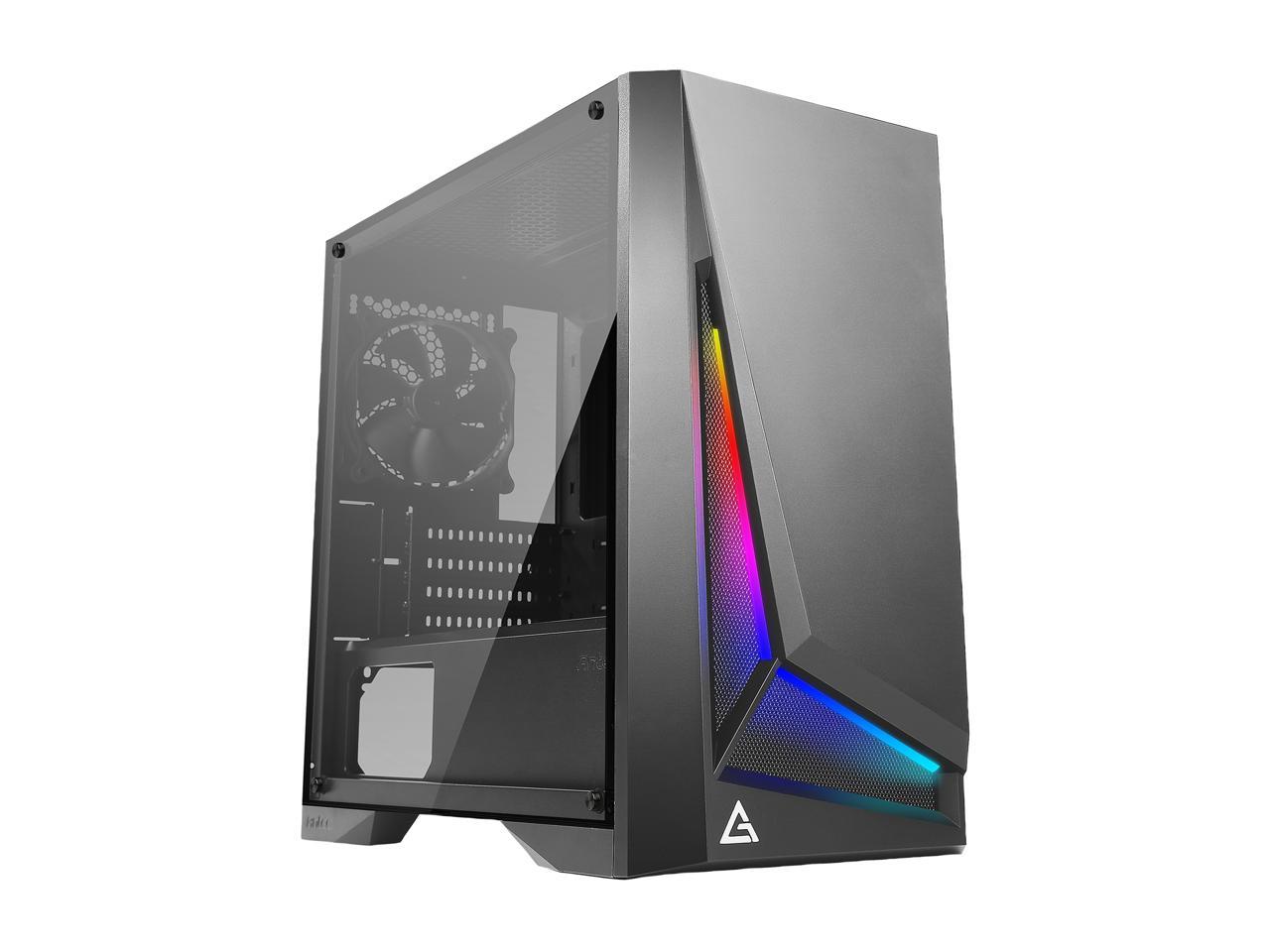 Antec Dapper Dark Phantom DP301M Black Steel / ARGB Lighting / Tempered Glass Side Panel Compact Micro-ATX Gaming Case