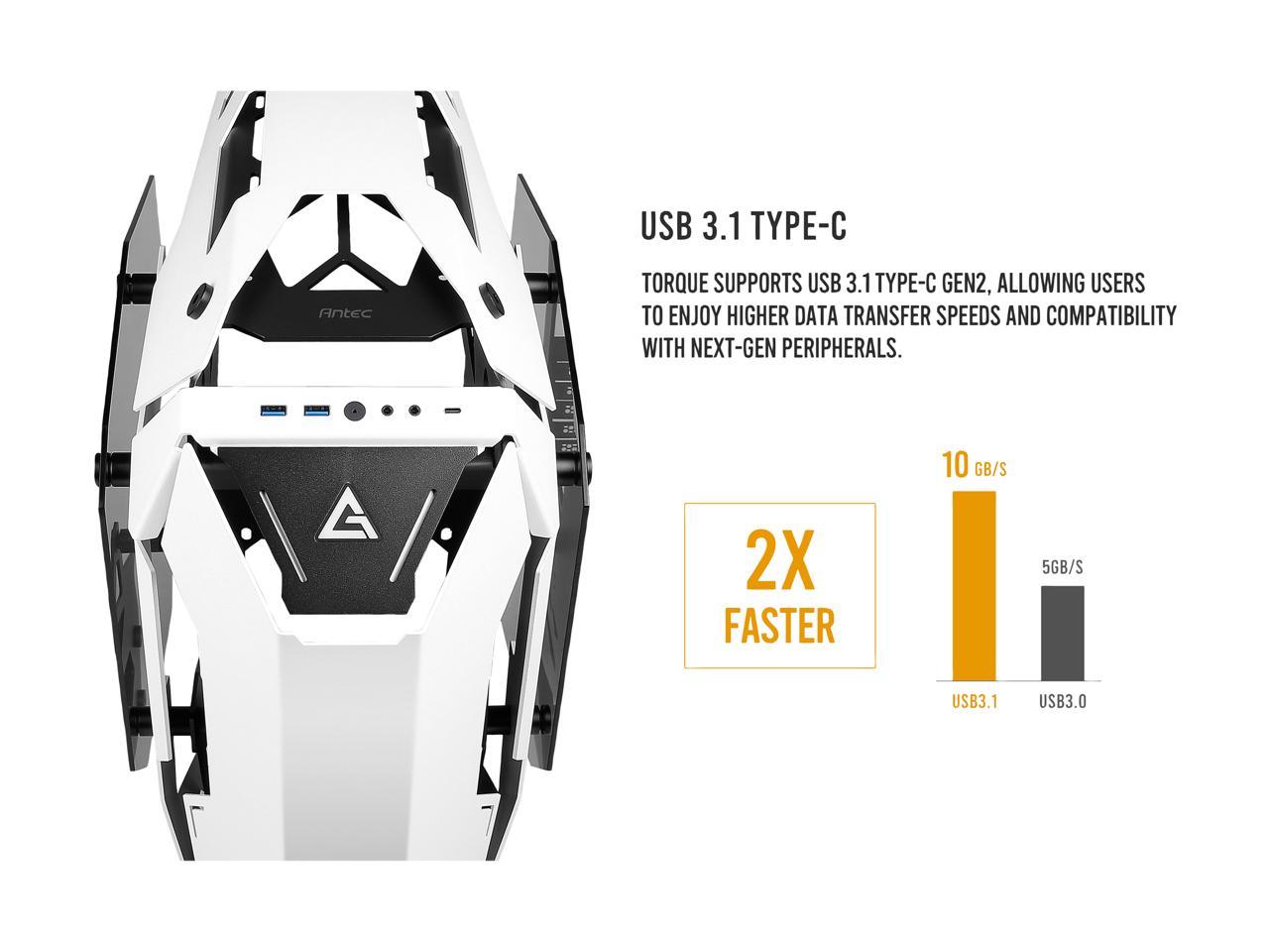 Antec TORQUE White / Black Aluminum ATX Mid Tower Computer Case/ Winner of iF Design Award 2019