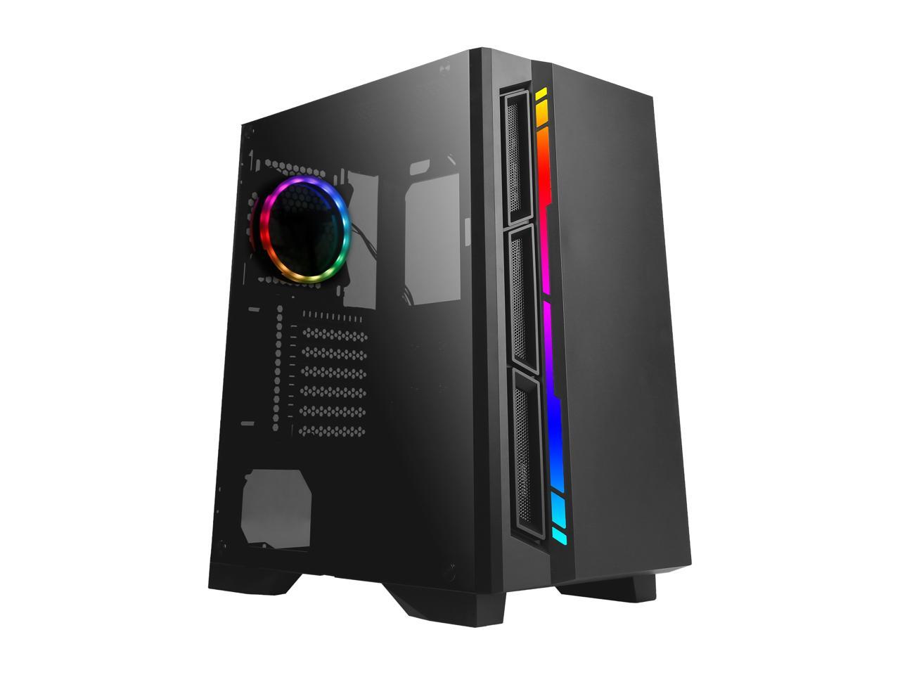 Antec NX Series NX400, Mid-Tower ATX Gaming Case, Tempered Glass Side Panel & LED Strip Front Panel, 360 mm Radiator Support, 1 x 120 mm ARGB Fan Included