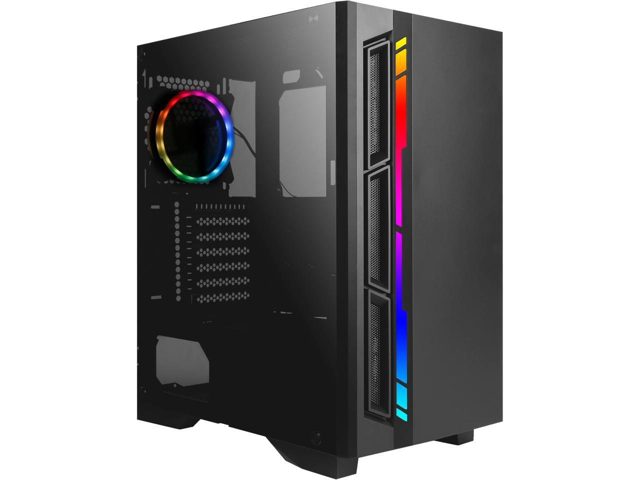 Antec NX Series NX400, Mid-Tower ATX Gaming Case, Tempered Glass Side Panel & LED Strip Front Panel, 360 mm Radiator Support, 1 x 120 mm ARGB Fan Included