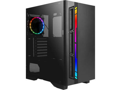 Antec NX Series NX400, Mid-Tower ATX Gaming Case, Tempered Glass Side Panel & LED Strip Front Panel, 360 mm Radiator Support, 1 x 120 mm ARGB Fan Included